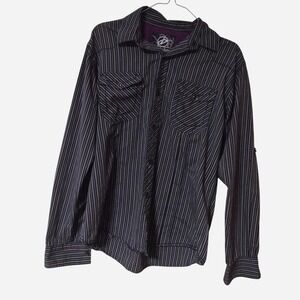 Drill‎ clothing company black white striped button up shirt small long sleeve